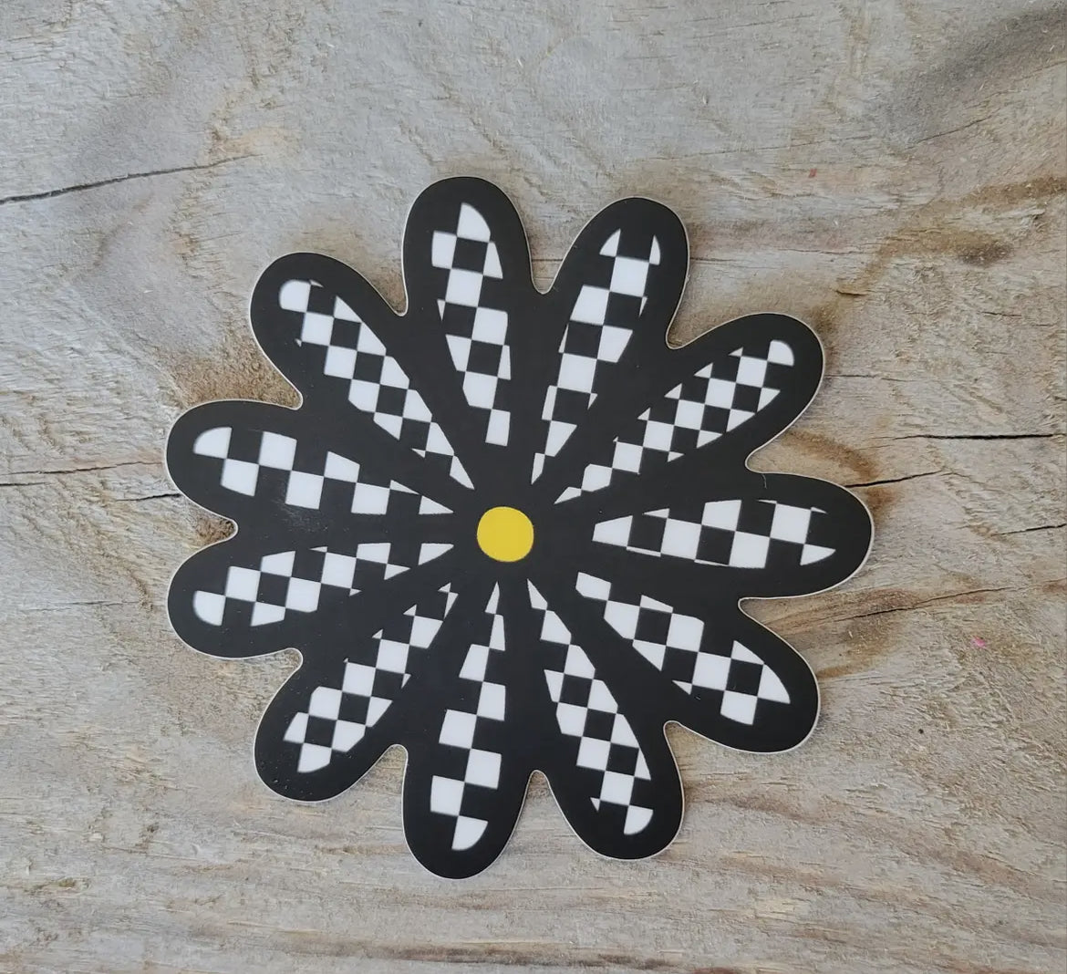 Checkered Daisy Sticker