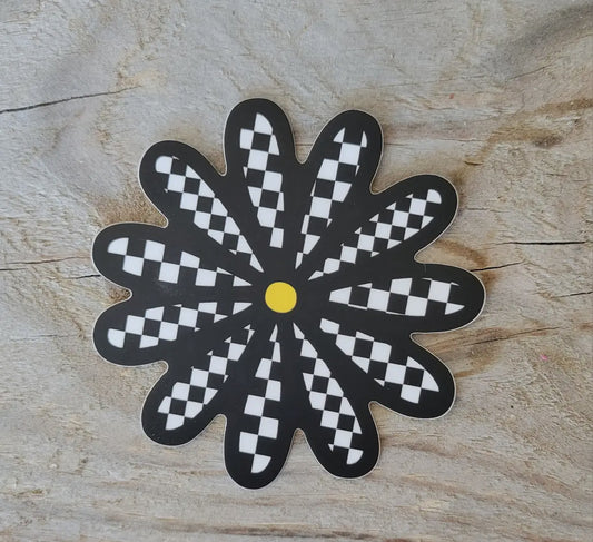 Checkered Daisy Sticker