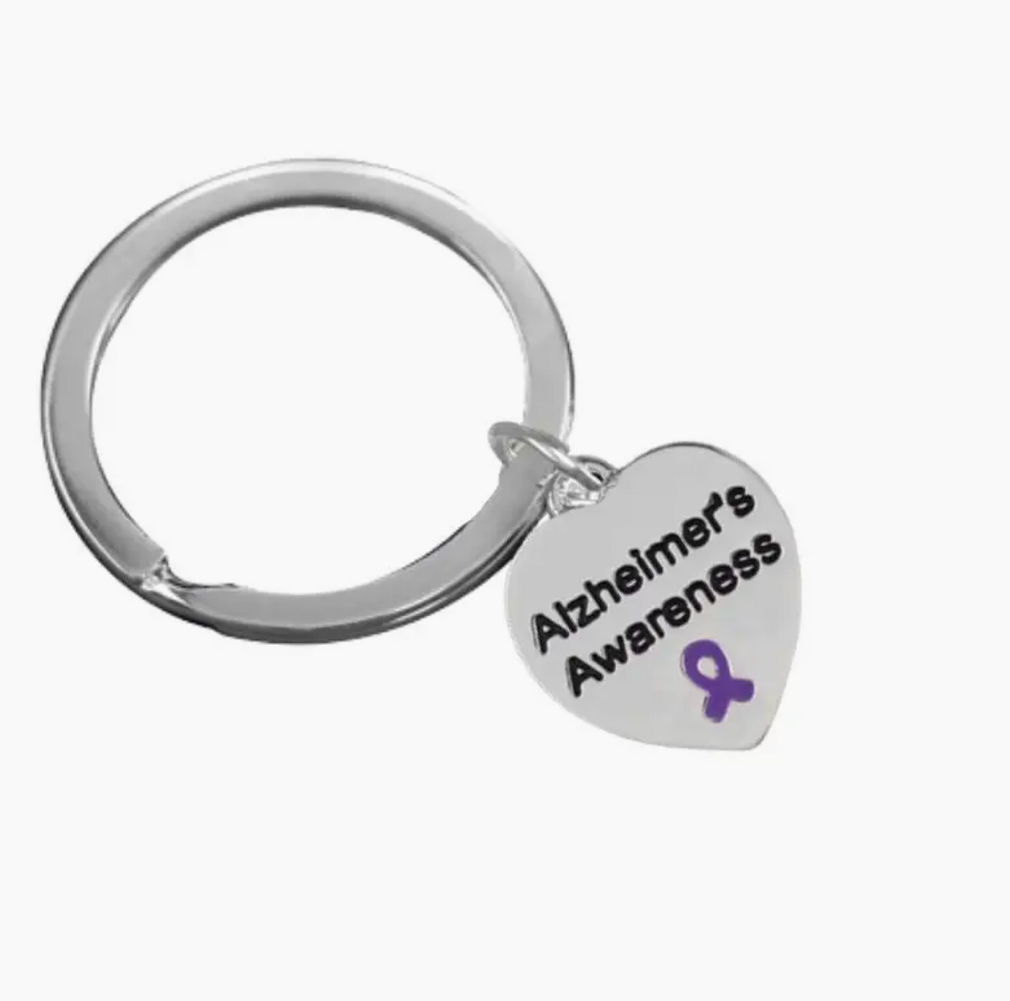 Heart Shaped Alzheimer's Awareness Split Style Keychain