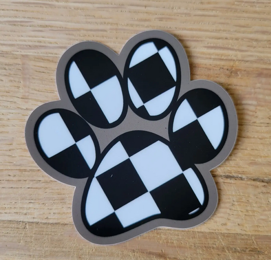 Checkered Paw Print Sticker